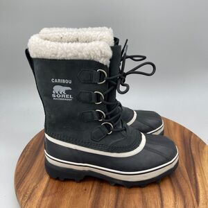 Sorel CARIBOU WP Boots Womens Size 7 Black Insulated Waterproof Snow Winter